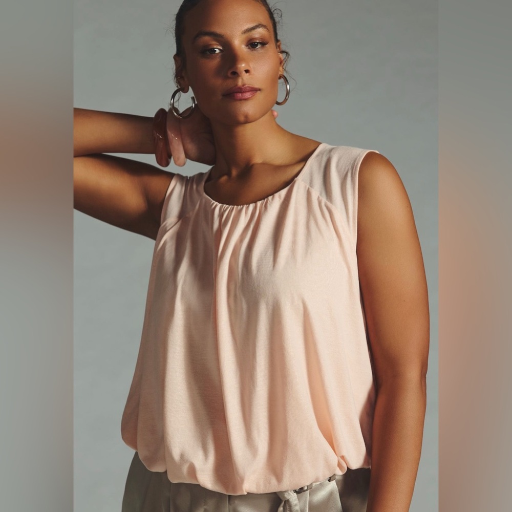 NWT ANTHROPOLOGY 2X Shimmer Bubble Top. Pink/Rose